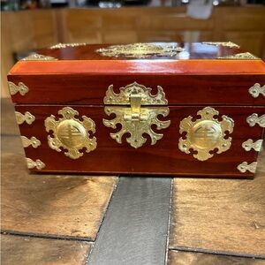 Elegant Wooden Jewelry Box with Gold Accents